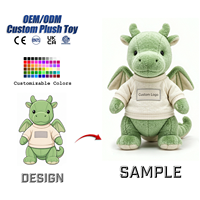 Jouets en peluche personnalisés avec logo, dragon vert mignon, animaux en peluche, cadeau kawaii, vente en gros de jouets en peluche personnalisés