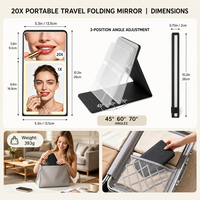 MLG Grossiste Miroir Cosmétique Portable Rechargeable Ajustable Tactile Grossissant 20X avec Éclairage LED Amovible pour Coiffeuse