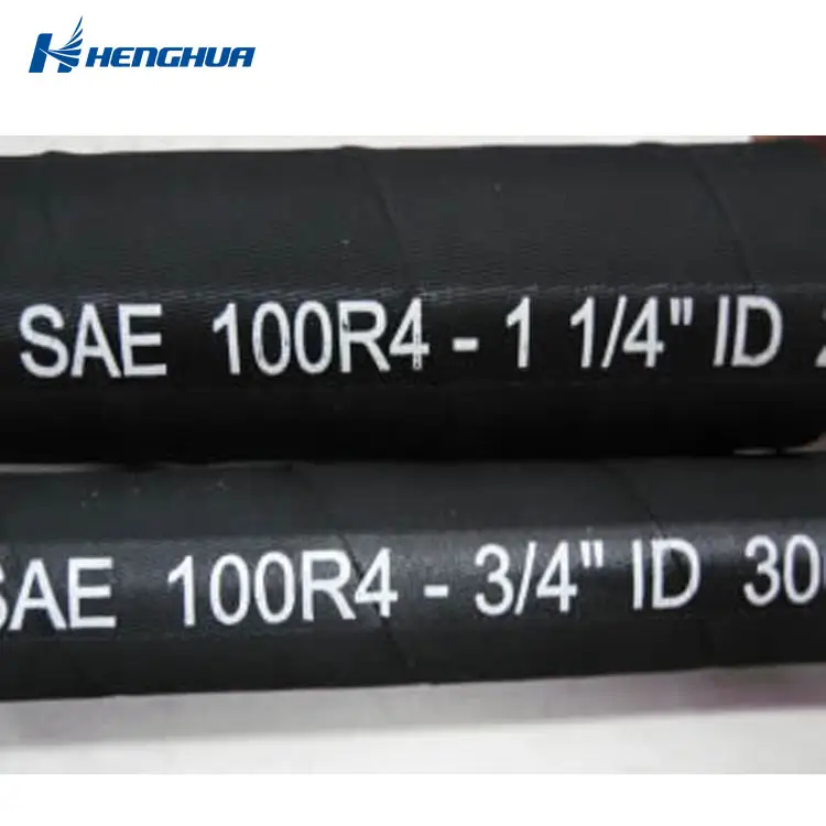 SAE 100 R4 Industrial High Pressure Textile Reinforced Hydraulic Rubber Hose with Braided Textile and Helix Steel Wire Reinforce