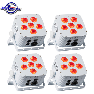 Éclairage Both Lighting, 4 pièces, blanc, 6x18W, RGBWA UV 6 en <span class=keywords><strong>1</strong></span>, alimentation par batterie, sans fil, DMX, LED, plat, par, Wifi, télécommande intelligente, lumières DJ, club, mariage - Product Image 1