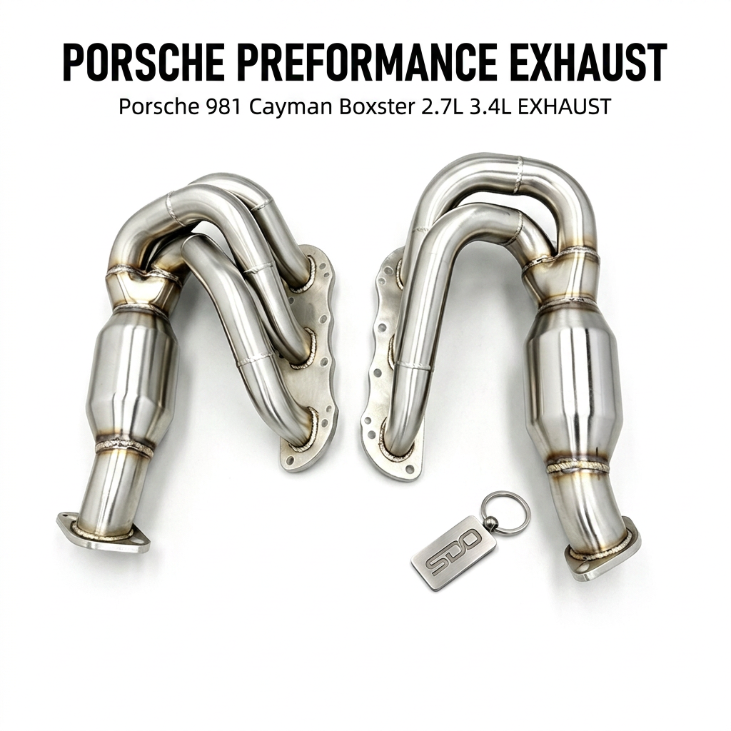 VantaFlow SS304 Performance Manifold with High Flow Catted for Porsche 981 Cayman Boxster 2.7L 3.4L 2012-2015 Exhaust Pipes