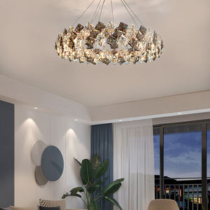 Lustre en cristal moderne simple pour la décoration de salon Tendance Gris fumée avec lampe de taille moyenne - Product Image 5