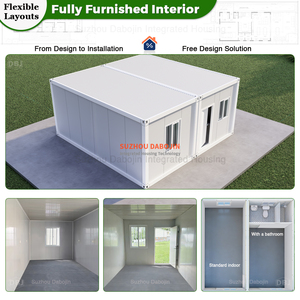 Maison conteneur préfabriquée modulaire 20 pieds, extensible, à structure en acier, maisonnette portable pliable, fonctionnelle, avec étagères de présentation - Product Image 3