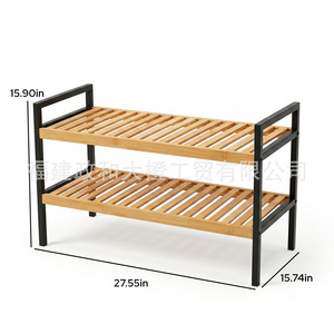 Big Orange Double Layer Bamboo <b>Shoe</b> Rack 27.55in X 15.74in <b>Space</b> <b>Saving</b> Home <b>Storage</b> Shelf - Product Image 1