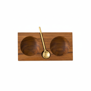 Bandeja de madera con 2 compartimentos para servir especias, uso de sales, bandeja de servicio de madera de grado alimenticio Premium para decoración de mesa - Product Image 1