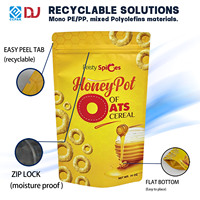 Sachet Doypack Personnalisé en PE Recyclable Imprimé par Héliogravure avec Fermeture Éclair pour Céréales, Flocons d'Avoine, Granola, Aliments du Petit-Déjeuner, Sucre et Aliments pour Animaux