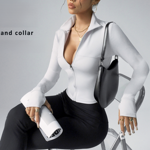 WOJIEER logotipo personalizado <span class=keywords><strong>Yoga</strong></span> Activewear nervuras sem costura Workout Gym roupas apertadas respirável <span class=keywords><strong>Yoga</strong></span> roupas Top das mulheres - Product Image 4