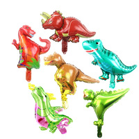 Großhandel Mini Cartoon Dinosaurier Form Folienballon Kleiner Tyrannosaurus Rex Aluminiumfolienballon Dino-Thema Kindergeburtstag Dekoration