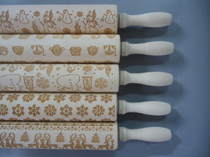 カスタマイズされたブナ生地ペストリーローラーエンボス麺棒ベーキング用木製クリスマス麺棒 - Product Image 6