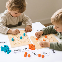 Juego de operaciones digitales de madera para niños, juguete de batalla, tablero de aprendizaje temprano para contar y combinar, juego de construcción aritmética