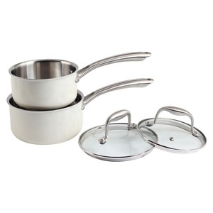 Ollas de cocina personalizables Utensilios de cocina Juegos de utensilios de cocina de acero inoxidable con tapa de vidrio Juego de ollas de cocina - Product Image 1