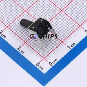 TS6612ZJ 022 Tactile Switch Bent Lead Through Hole-4P,7.3x6.1mm Single Pole Single Throw Round Button 2.5N Right Angle Insert - Product Image 2