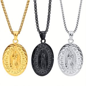 Hot Sale Products Stainless Steel <b>Men</b> <b>Necklace</b> Virgin Mary Oval Pendant <b>Necklace</b> - Product Image 1
