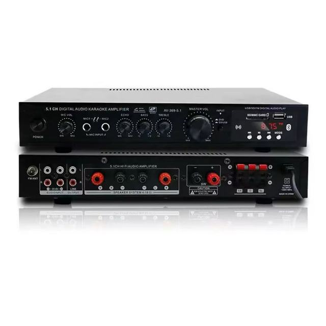 AV-369 5.1 Channel Mini Home Audio Amplifier HIFI 220V 2 Mic Input Speaker HiFI Home Amplifier Audio System