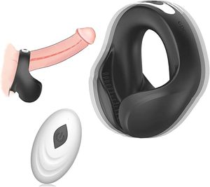 Anillo vibrador silencioso para pene, Juguetes sexuales para hombres, anillo vibrador para pene, carga USB, retraso en la eyaculación, anillo de bloqueo de bola de 10 frecuencias - Product Image 1