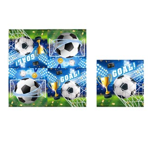 Articles de fête <span class=keywords><strong>d</strong></span>'anniversaire sur le thème du football : Assiettes, gobelets, serviettes, nappe, guirlande de fanions et drapeaux pour garçons et filles, pour une célébration sportive - Product Image 5