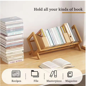 Organisateur de magazines simple en bois de bambou, support de rangement de bureau pour livres et dossiers, design pliable de style moderne - Product Image 2