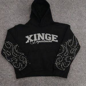 เสื้อฮู้ดดี้ทรงบ็อกซี่แบบสวมหัว พิมพ์ลายเพชรเทียม รุ่นใหม่ปี 2026 สไตล์สตรีท หนัก 400 กรัม ทรงโอเวอร์ไซส์ แบบครอป สำหรับผู้ชาย - Product Image 2