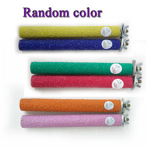 10/14/18cm ahşap kuş pençe gaga taşlama çubuğu ayakta sopa çan ile papağan istasyonu çubuk levrek standı oyuncak kuş kafesi aksesuarları - Product Image 2