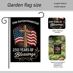 USA 250 Garden Flag 12x18 Christian Cross One <strong>Nation</strong> Under God Semiquincentennial Yard Decor Patriotic Outdoor Banner - Product Image 2