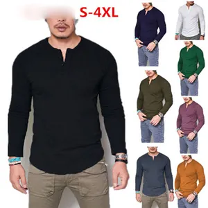 Latest custom o-neck plus size casual plain blank cotton clothes cheap n long sleeve t shirt men