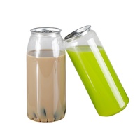 Canette en plastique avec couvercle, pour boissons, jus en plastique, Boba thé, à usage unique, ml