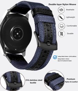 Pour Blissbands Bracelet en cuir en nylon de luxe pour hommes 20mm et 22mm Bracelets <span class=keywords><strong>Smartwatch</strong></span> en deux parties avec dégagement rapide - Product Image 3