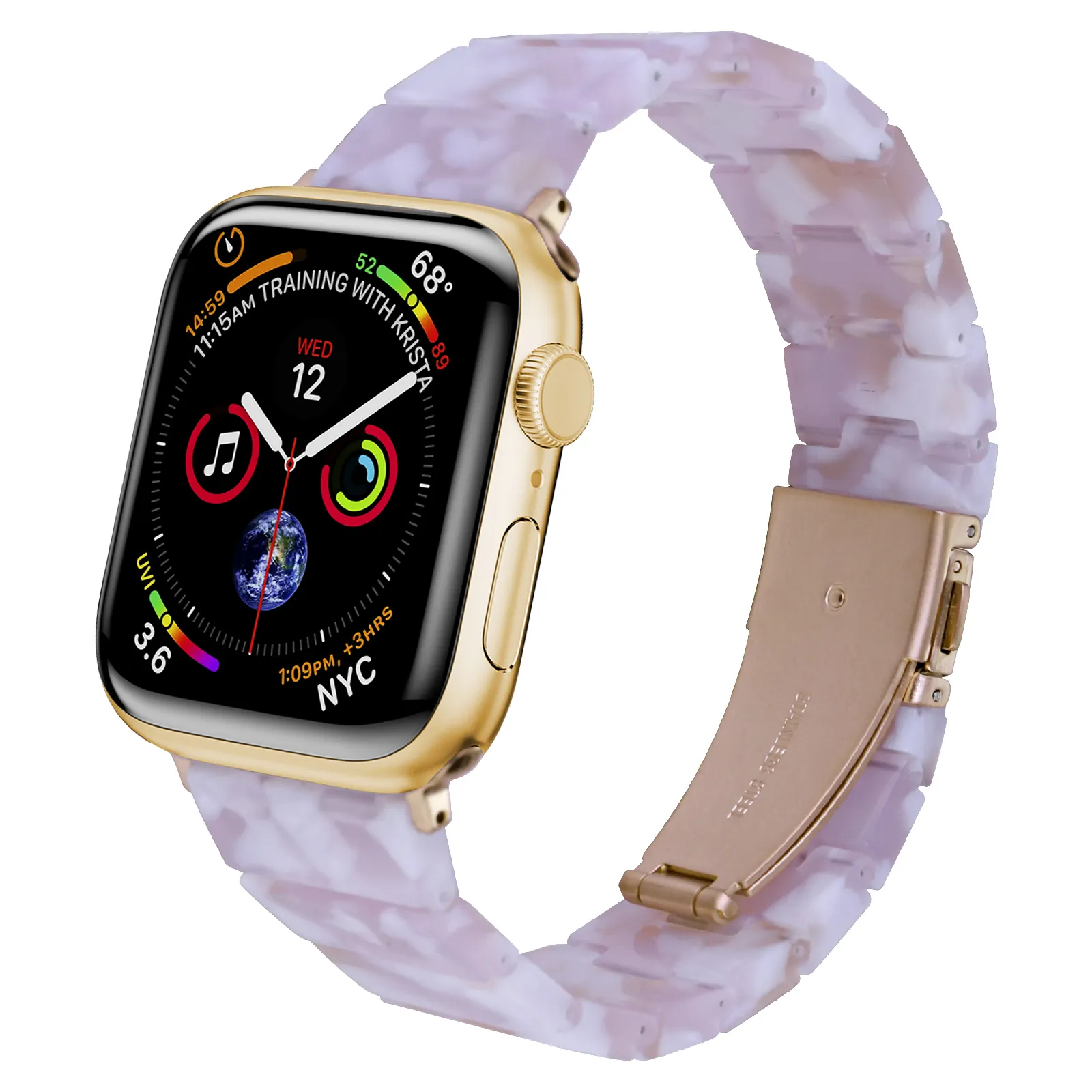 ピンクの花びら樹脂交換用リストストラップAppleWatch用スマートウォッチバンドアクセサリー9876シリーズ42mm 44mm 45mm