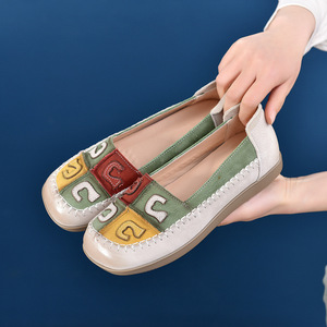 2025 printemps nouvelle première couche peau de vache femmes plat rétro chaussures bas respirant semelle souple pour la fête des mères - Product Image 3