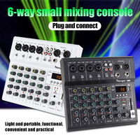 Petit Mixeur Professionnel Bluetooth 4/6 Voies avec Effet de Réverbération, Microphone pour Karaoké et Audio de Scène, Cartes Son