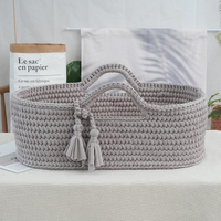 Panier de Moïse pour bébé en coton tissé à la main avec poignées, panier de transport ovale moderne pour nouveau-né, personnalisable