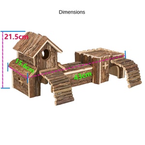Ensemble de château d'écorce de hamster Matériau en bois massif Interaction de paysage de mastication et de dentition Comprend un tunnel, une échelle et un tuyau - Product Image 3