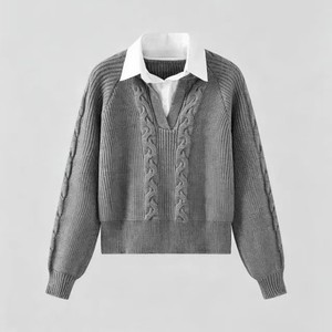 <span class=keywords><strong>Pull</strong></span>-over long boutonné pour <span class=keywords><strong>femme</strong></span>, style rétro décontracté, confortable et de haute qualité, idéal pour l'automne – Vente en gros - Product Image 6