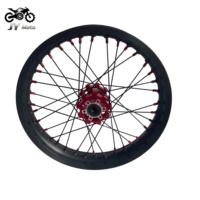 Kit de roues à rayons noirs Performance Straight Pull 16x2.15 avec moyeu arrière rouge et nipples rouges pour pièces de vélo Surron Light Bee
