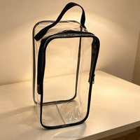 Sac de voyage cosmétique pliable en PVC transparent, durable, résistant à l'eau, grand format, réutilisable, avec fermeture éclair
