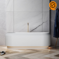 Style à la mode salle de bain adulte baignoire led pierre artificielle surface solide baignoire acrylique