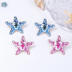 Joyería Pendientes de arcilla polimérica Tendencia Verano Cool Ocean Wind Aleación Estrella de mar Pendiente Joyería fina Pendientes para niñas - Product Image 5