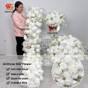LEDA Party Event Handmade Elegant Rose Silk Flower Centerpiece <b>Long</b> Flower <b>Runner</b> for Wedding - Product Image 3