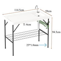 Nouveau matériau Tables de filet de poisson pliantes en HDPE avec pulvérisateur de nettoyage et robinet pliable
