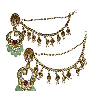 Pendientes de Perlas con Acabado Dorado de Primera Calidad, Elegantes Joyas Tradicionales para Mujeres y Niñas - Product Image 2
