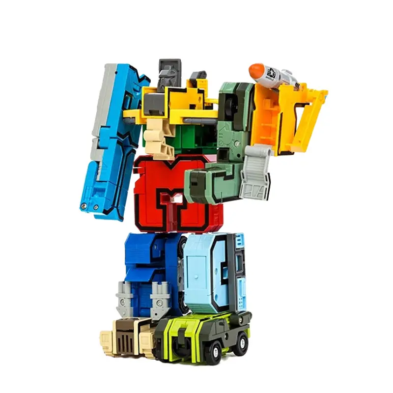 अल्फ़ान्यूमेरिक विरूपण बच्चों के खिलौना थोक हीरा कार मानव शरीर विधानसभा खिलौना रोबोट लड़के पहेली ब्लॉक सेट