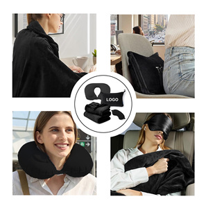 Ensemble couverture de voyage et oreiller 3-en-1 en polaire flanelle ultra douce avec fermeture éclair et gonflable, personnalisable avec logo, pour voiture, <span class=keywords><strong>avion</strong></span>, train - Product Image 3