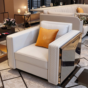 Canapé d'angle de <span class=keywords><strong>marque</strong></span> <span class=keywords><strong>italienne</strong></span> pour salon, canapé deux places, cuir blanc européen, canapés de luxe avec décoration en bois, vente directe d'usine - Product Image 6