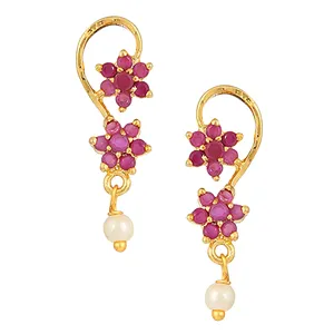 High Cost Performance Charming Designer Gold Ear Decoration Dainty Pearl Pendant Making Beautiful Diamond Flower Earrings