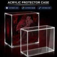 Étui de protection en acrylique à ajustement standard avec couvercle amovible et support pour cartes, idéal pour l'exposition de objets de collection à thème sombre