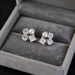 22705 Accessoires de perles DIY, boucles d'oreilles fines en argent S925 avec perles rondes de 4-5 mm, bijoux en or et argent avec support vide et clous d'oreille - Product Image 4