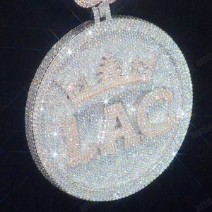 Hip-hop Iced Out <b>Silver</b> Plated Baguette Cut Diamond Pendant Necklace Fine <b>Charms</b> Sterling <b>Silver</b> Pendant for Men & Women - Product Image 5