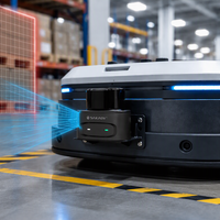 Sensor Lidar Penghindar Hambatan AGV Resolusi 0.1, Perlindungan IP65, Deteksi Semua Objek, Pemindai 360 Hitam Terbaru