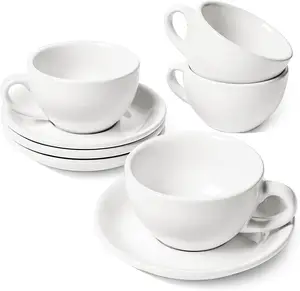 Tazas de Espresso con platillos, taza de café de Demitasse blanco para doble tiro, Taza de cerámica personalizada, venta al por mayor de fábrica