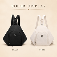 Sac à dos en nylon pour femme, silhouette raffinée, poche avant zippée, sangle réglable, motif uni, OEM ODM, logo personnalisé, vente en gros